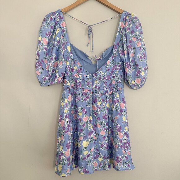 For Love & Lemons Charlene Puff Sleeve Floral Mini Dress Boho Cottagecore - XS - Picture 7 of 8